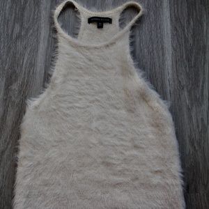 Luxe White Fuzz Racerback Tank Top